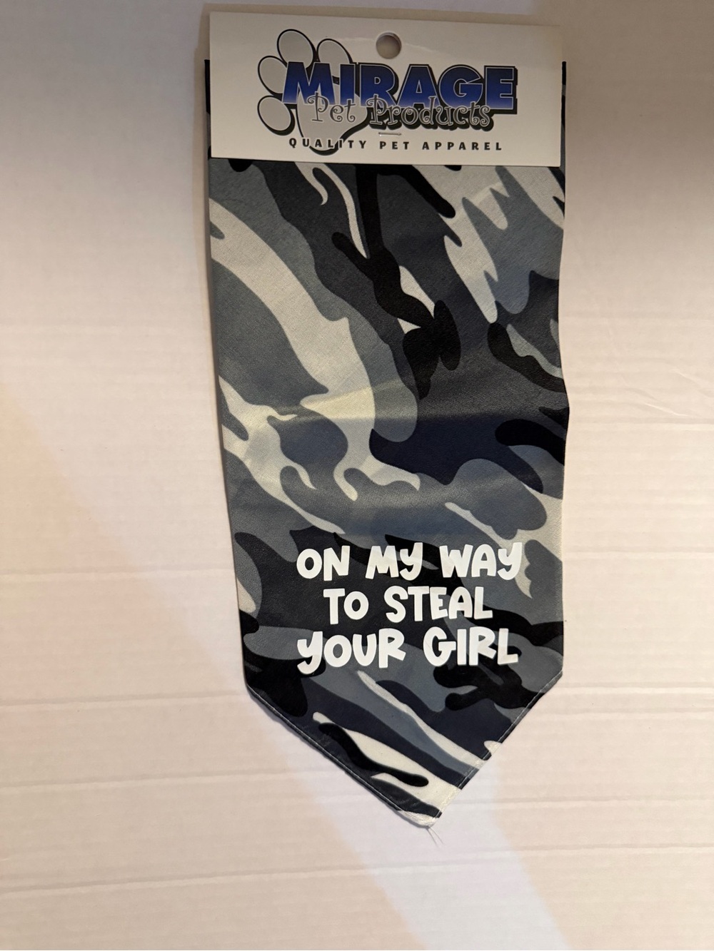 Mirage Pet Products Gray Camo Dog Bandana - 'On My Way To Steal Your Girl'